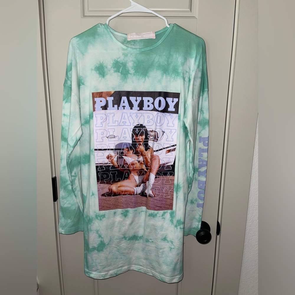 PLAYBOY Green Tie-Dye Long Sleeve dress